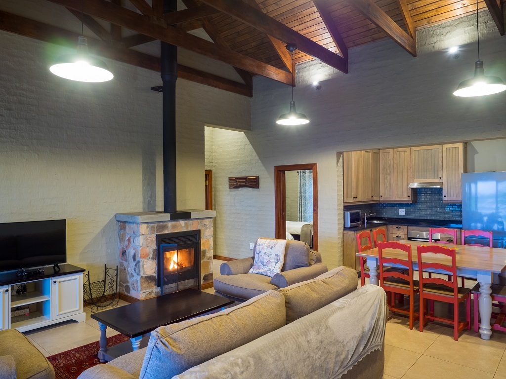 Lounge area and open plan kitchen with dining area