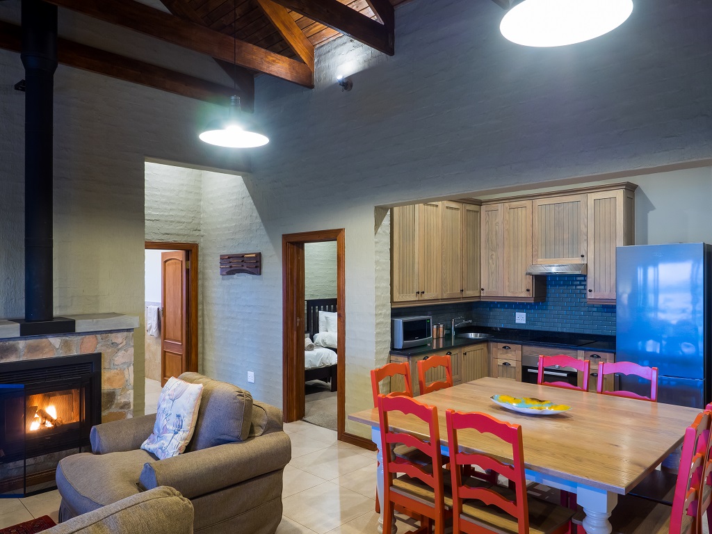 Open plan kitchen with dining area